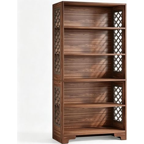 Libreria a pavimento in MDF marrone con design classico e struttura stabile (1/4)