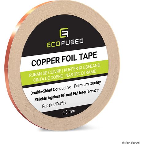 Ruban adhésif en cuivre de qualité supérieure - Conducteur à double face - 0,25 po (6,3 mm) - Protection contre les interférences EM et RF, Circuits papier, Réparations électriques, Mise à la terre (1/5)