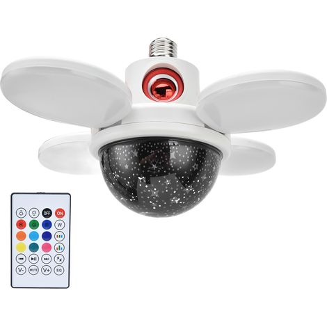 48-W-RGB-LED-Lautsprecherlampe mit Bluetooth, mehrfarbige Musik-Deckenleuchte mit Lautsprecher, E27-Fassung (85–265 V), inklusive Fernbedienung, 3-farbige Sternen- und Kleeblatt-Ambientebeleuchtung (1/5)