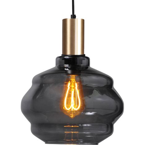 Lampe suspendue dorée Porto avec verre fumé Boule - Ø 24cm - 2710-05-02-3