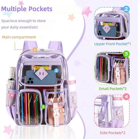 Sac à dos transparent en PVC pour le sport, fitness et les voyages extérieur (1/5)