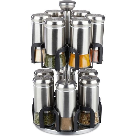 Especiero con 12 tarros de cristal