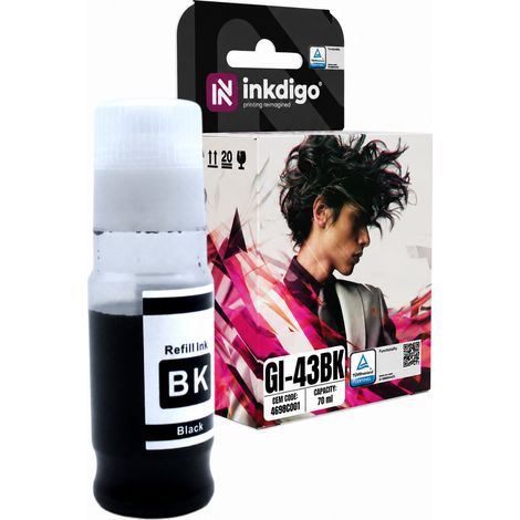 Inchiostro Inkdigo GI43BK compatibile con Canon Pixma G540 G640, certificato TÜV. (1/5)