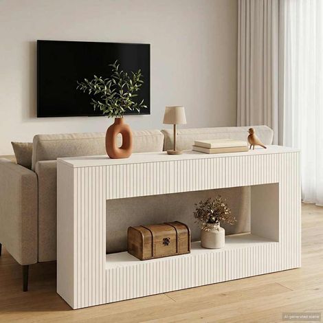 vidaXL Console Table Striped White 155 x 29 x 74 cm Engineered Wood