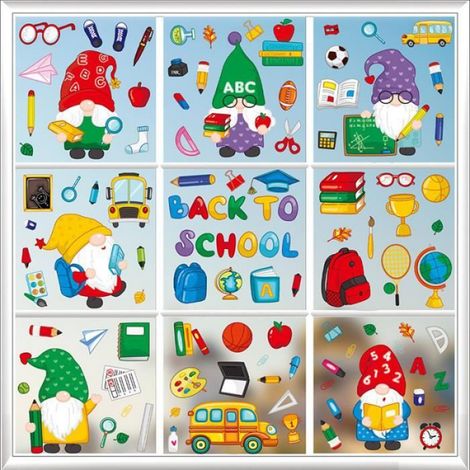 Autocollant Mural - PVC Étanche - Décoration Fête Rentrée Salle De Bain Chambre Salon - 5 Pièces - 20 cm x 30 cm (1/4)