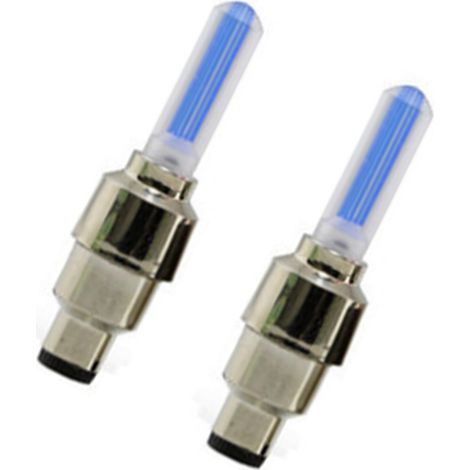 2 Capsules Lumineuses pour Valve de Pneu Moto, Éclairage LED Roue, Décor Nocturne Universel pour Auto, Moto, Vélo, Bleu, Étanche, Sécurité Visibilité (1/4)