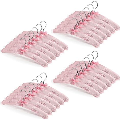 25 cintres rembourrés en satin avec protection antirouille pour robes, pulls, costumes et plus encore (rose) (1/5)