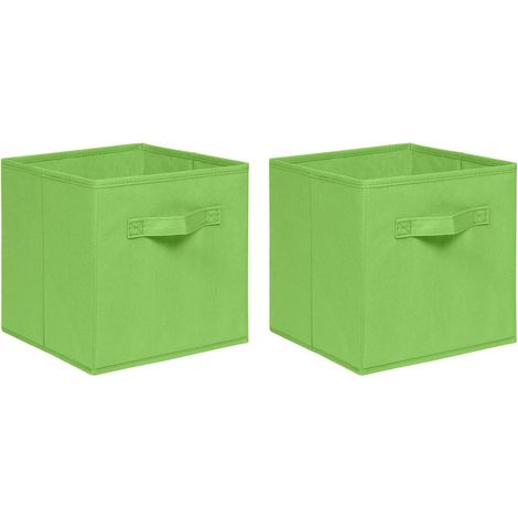 Foldable Storage Boxes,Non-Woven Fabric Storage Box Set,Storage Drawers for Cube Storage Unit,26.5x26.5x28 cm (Green, Set of 2) (1/5)