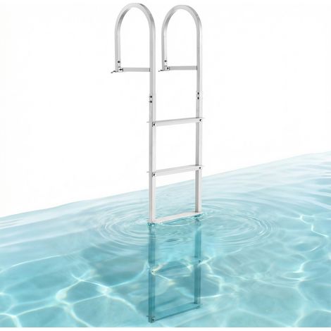 VEVOR Escalera de Muelle 5 Escalones Extraíbles Escalera de Pontón de Aleación de Aluminio Carga de 226 kg Escalón de 78 mm Pedales Antideslizantes para Embarque en Barco, Lago, Piscina