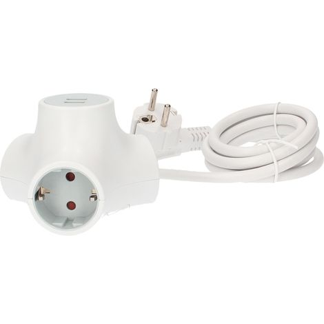 GSC 103000014 Ladrón alargador triple salida + 2 USB 1,4M (1/5)