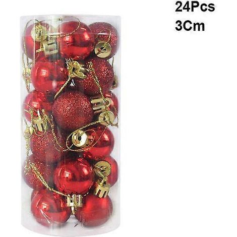 6 à 24 boules de Noël rouges et dorées, décorations pour sapin de Noël, grandes boules à suspendre, décorations de Noël et du Nouvel An (A03-24 pièces) (1/5)