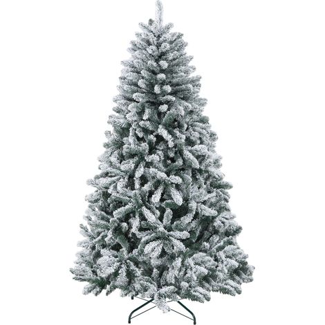 Árbol de Navidad Artificial Nevado 180 cm con 796 Ramas y Soporte de Metal Árbol Navideño Nevado para Interior Verde (1/5)