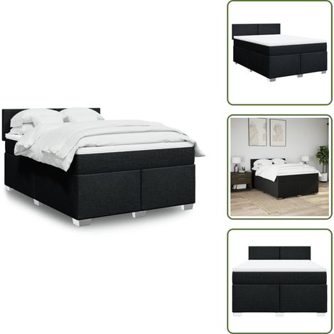 Sommier à lattes de lit avec matelas Noir 140x190 cm Tissu - Sommier À Lattes De Lit - Sommiers À Lattes De Lit - Lit - Meuble De Chambre À Coucher (1/5)