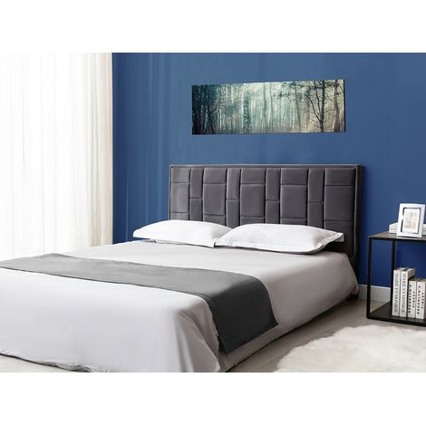 Tête de lit 180 cm - Velours - Gris foncé - HERMINE (1/4)