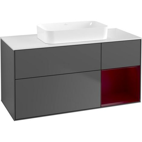 V&B Waschtischunterschrank Wandbeleuchtung Finion 120x60 cm, Reg re Peony, Anthracite matt (1/2)