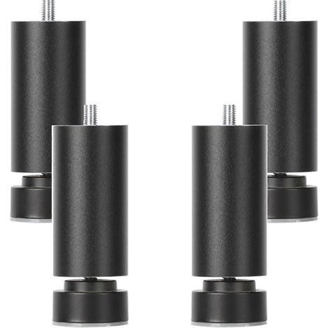 Quatre pieds de meubles réglables, pieds de canapé en alliage d'aluminium, pieds de table d'armoire, pieds ronds en métal, pieds de table basse (argent 40 cm/15,7 pouces), noir 35 cm/13,8 pouces. (1/5)