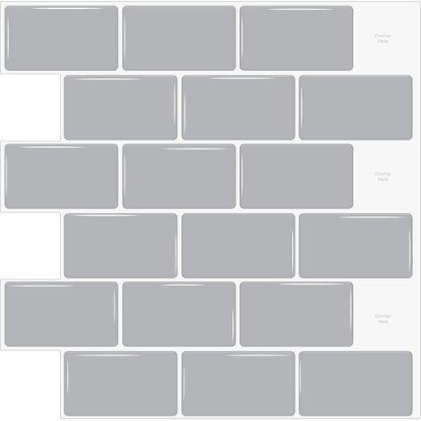 (10 Stück) Graue 3D-Klebe-Wandfliesenaufkleber für Küche und Badezimmer (30,5 x 30,5 cm) (1/5)
