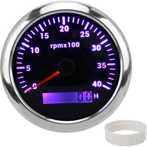Jauge de tachymètre 85 mm 4000 tr/min IP67 étanche avec rétroéclairage 7 couleurs pour voiture bateau RV YachtBlack Tachymètre (1/4)
