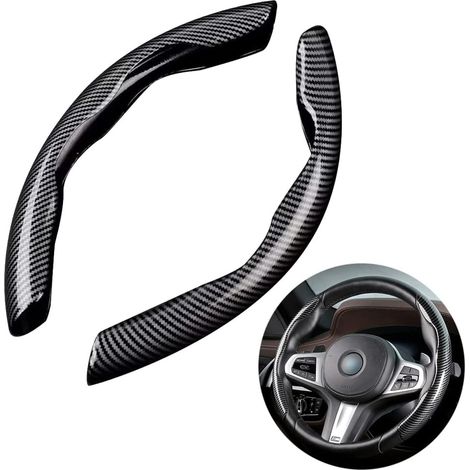 Couvre Volant, Housse Volant Voiture Pro en Fibre de Carbone Universelle, Protecteur de Volant de Voiture Segmenté Antidérapant en Fibre de Carbone, Taille Standard Universelle 14 1/2"-15" (1/5)