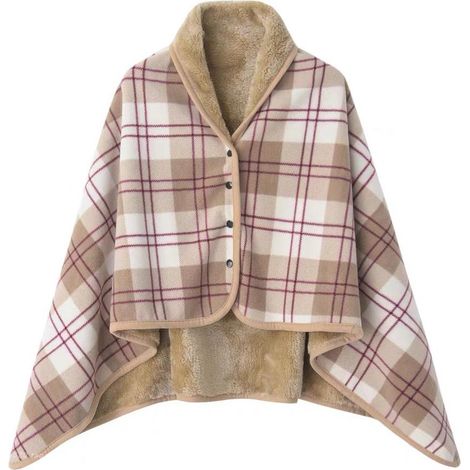 Coussinets chauffants doublés avec boutons - Plaid molleton à motifs rayés multi-usages - Doux et facile à fixer pour tous - Tailles 80x135cm/100x140cm (1/5)
