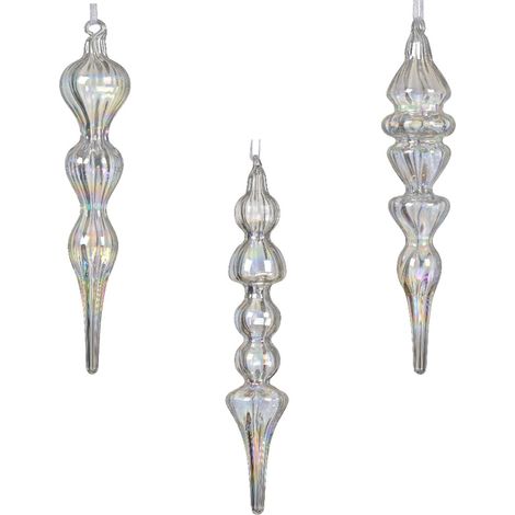 Pendaglio per albero di Natale in vetro trasparente decorazione natalizia, 3 pezzi (1/3)