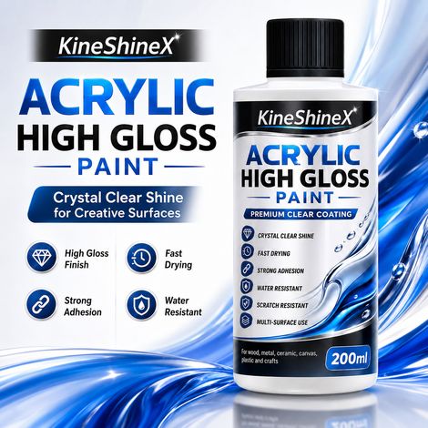 KineShineX Acryl-Hochglanzöl – DIY-Decklack für Glanzschutz, schnelltrocknend, wasserfest, kratzfest und aufhellend