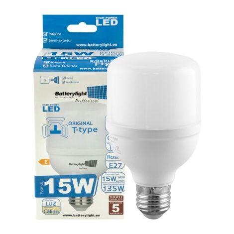 Bombilla LED Alta Potencia Opal T70 E27 15W 1650 Lúmenes 6000K 50,000 Horas (1/5)