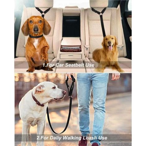 Lot de 2 sangles de ceinture de sécurité de voiture pour chien Réglables Harnais pour ceinture de sécurité pour voyager Orange (1/4)