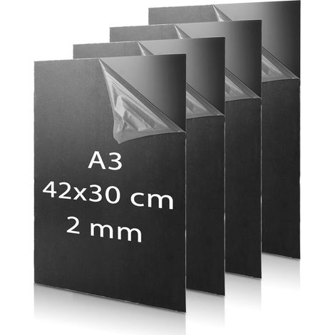 4 Pièces Plaque Acrylique Noire 420 x 297 x 2 mm (1/5)