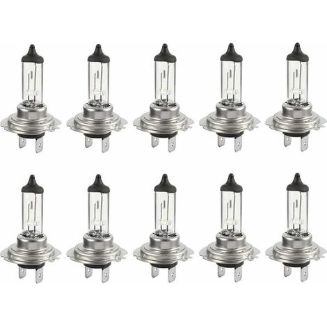 Luces halógenas - Paquete de 10 bombillas LED H7 de 12 V y 55 W, de larga duración, luz blanca cálida, para luces altas y bajas de coche. (1/5)