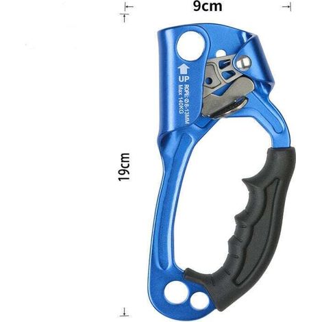 Certified Hand Ascender for Climbing, Tree Climbing, Abseiling Gear – 812 mm Rope Clamp – Blue [Right-handed]. (1/4)