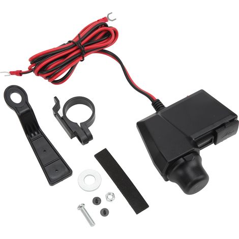 Chargeur Moto USB Double Prise 10-24V Multifonction avec Voltmètre Digital Rouge pour Téléphone, Quad, Scooter (1/5)