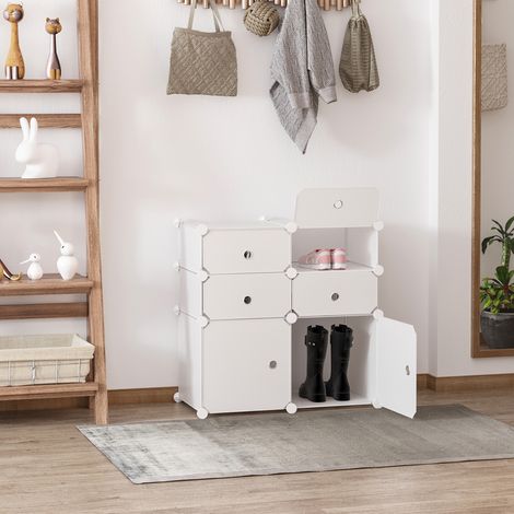 Armoire modulaire en plastique, étagère à 6 cases, armoire, meuble à chaussures, buffet, autocollants décoratifs, armoire et meuble à chaussures combinés, meuble de rangement pour vêtements, chaussure (1/5)