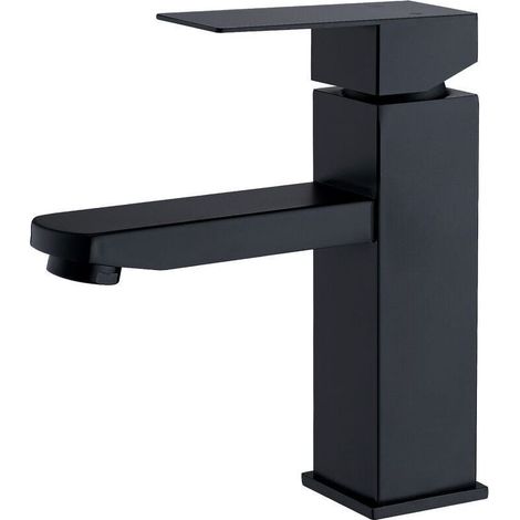 Wasserhahn Bad Schwarz Badarmatur Warm und Kalt Waschbecken Armatur Mischbatterie Einhandmischer Gäste WC Waschtischarmatur Schwarz (1/5)