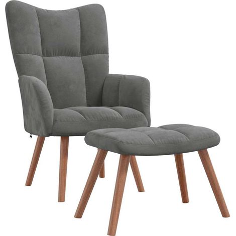 Maison Exclusive - Relaxsessel mit Hocker Dunkelgrau Samt (1/5)
