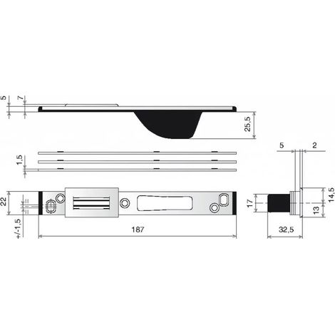 Crémone bidirectionnelle F7,5 cote D fixe ajustable : G-20461 - 200 - 329 - 0