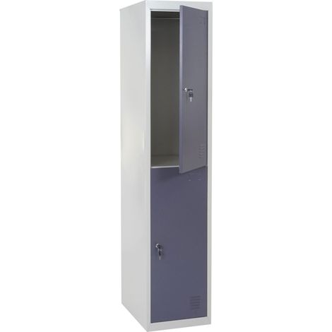 [NON UTILIZZATO] Armadietto spogliatoio doppio scomparto HHG-307 acciaio 45x38x185cm grigio scuro