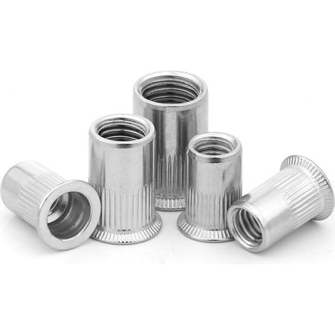 100 pièces d'écrous à sertir en acier inoxydable 304 avec filetage (1/5)