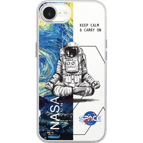 Transparente Silikon-Flexi-Hülle für iPhone 16e, Keep Calm in Cosmos (1/5)