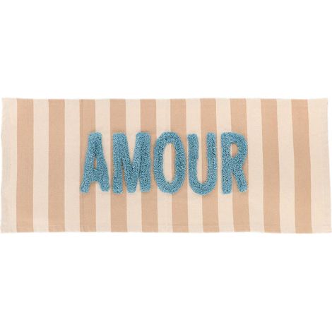 Alfombra algodón inscripción tuftee amour 45x120 cm - cappuccino beige - Tendance