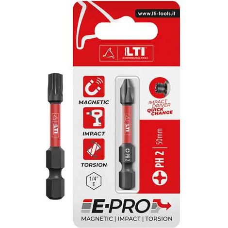 INSERTO IMPACT PROLUNGATO PER VITI CON IMPRONTA A CROCE 'TORX' E-PRO KRINO TX 40