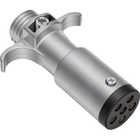 12V 6-poliger Anhängerstecker, Rundstecker mit Verriegelungslasche, Gehäuse aus Aluminium-Druckgusslegierung für amerikanische Fahrzeuge (1/5)