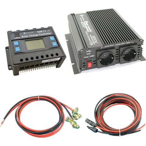 Solar Set 1000 Watt Wandler 20A Laderegler Kabel Photovoltaik Inselanlage (1/5)