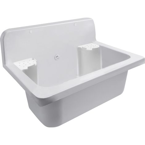 Pilozzo Lavabo Mural En R�sine Pp Cm 56 c/bavettes arri�re - Complet De Grille Support tout (1/3)