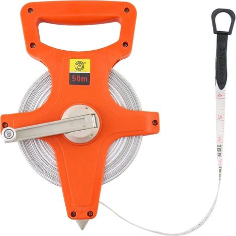 Cinta métrica de fibra de vidrio para topografía de 50 m / 165 pies (1/4)