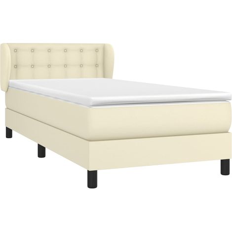 Cama box spring con colchón cuero sintético crema 90x190 cm vidaXL