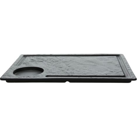 Assiette à steak rectangulaire 33x24 cm Noir en porcelaine noire
