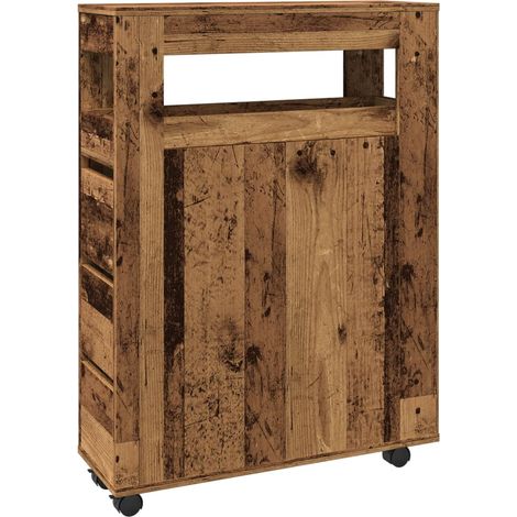 Maison Exclusive - Mobile da Bagno Stretto con Ruote Legno Vecchio in Truciolato