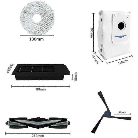 Para aspiradora robot Deebot X2 / X2 Omni / X2 Pro / DEX86, cepillos laterales principales, filtro HEPA, paño de mopa, bolsas para el polvo p1126818 hwy (1/4)