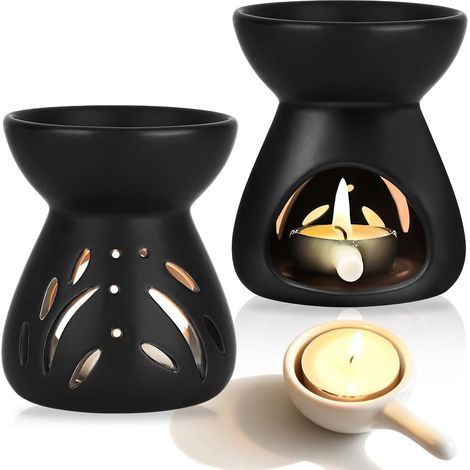 Set mit 2 Keramik-Duftlampen, Schwarz, 90 ml, Kerze, Wohnzimmer (1/5)